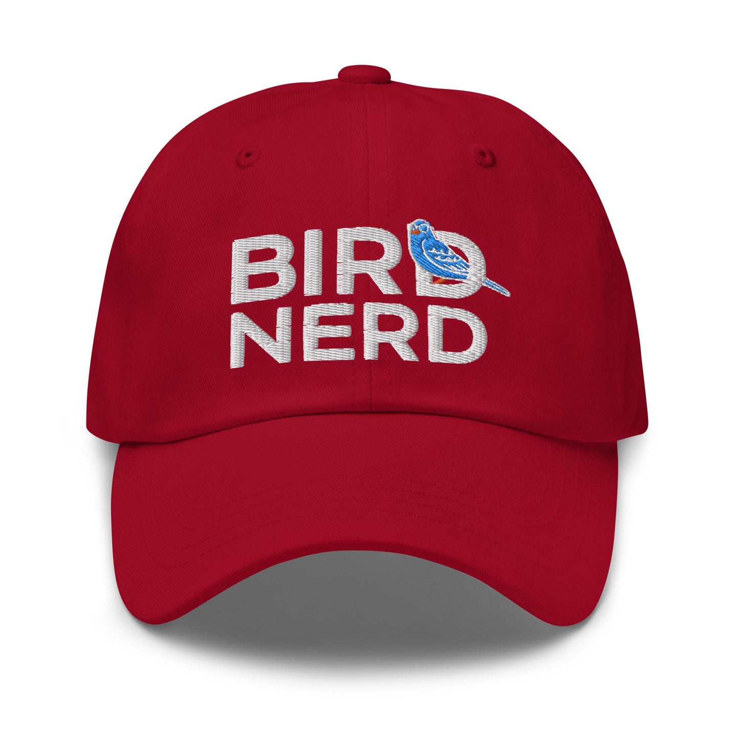cranberry bird nerd hat front