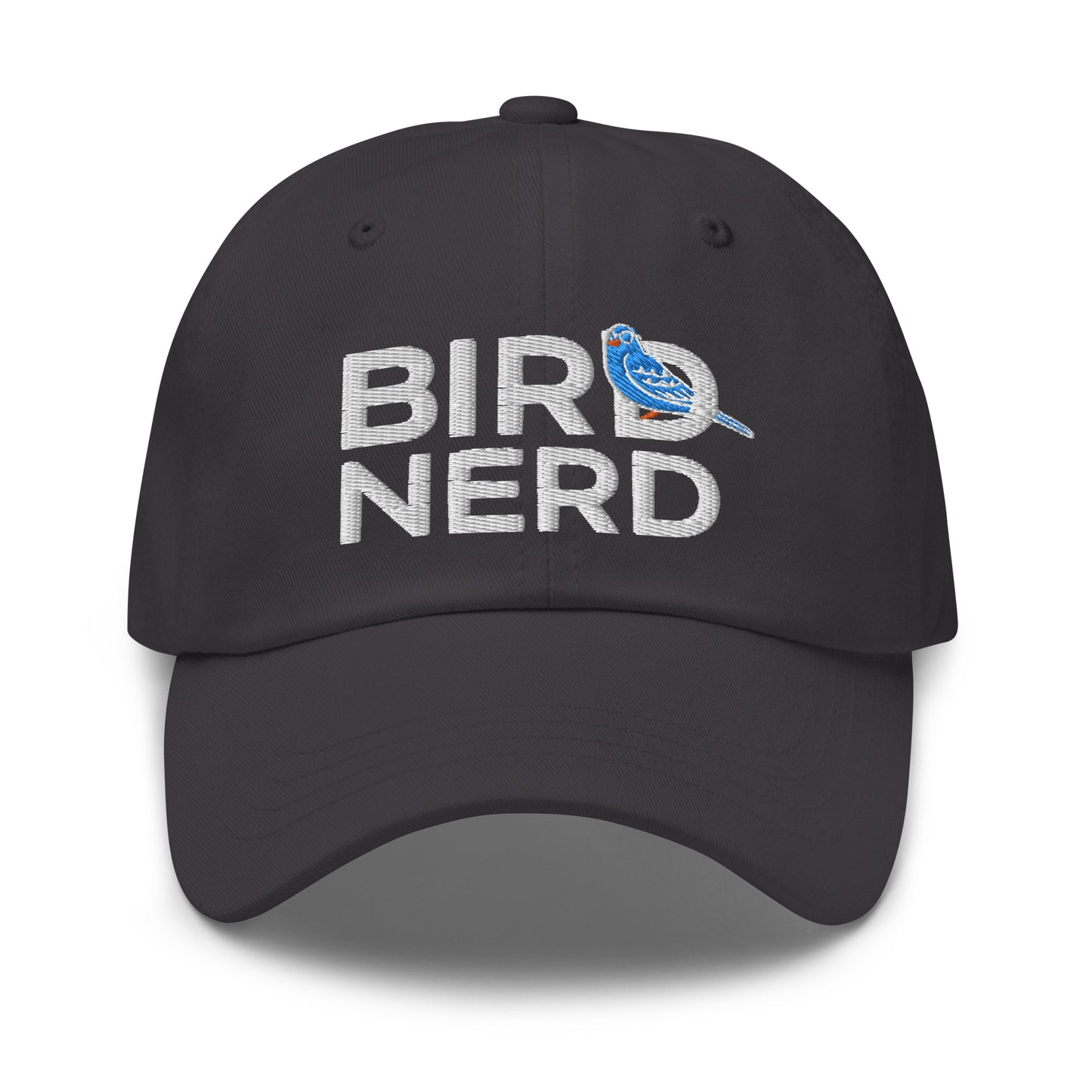 dark grey bird nerd hat front