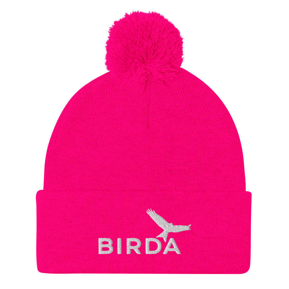 Bird Pom-pom beanie in neon pink