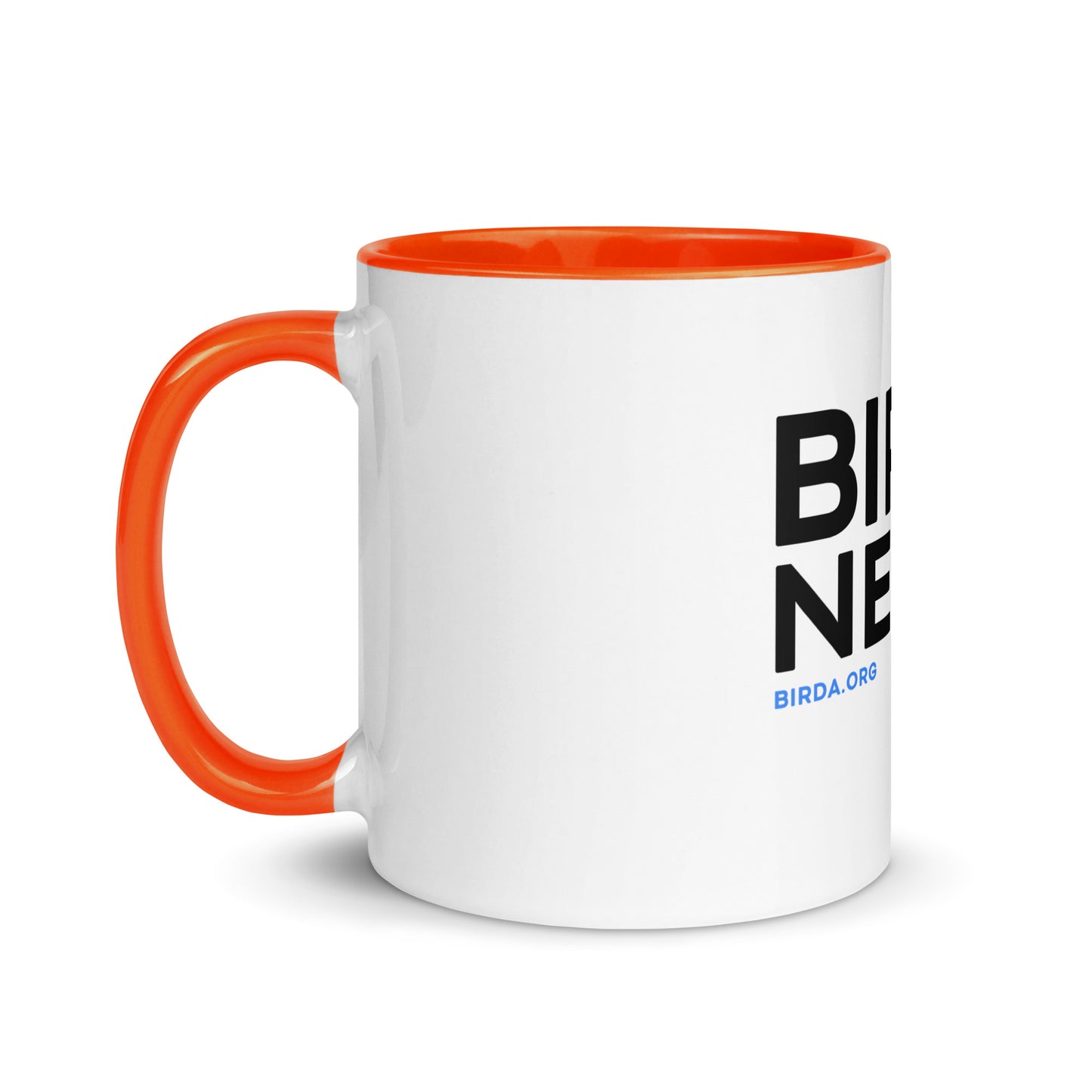 bird nerd mug in orange side side angle