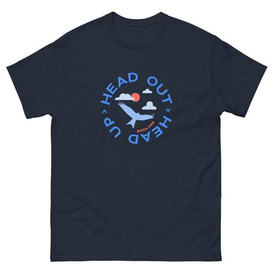 Head Out Head UP Birding T-shirt in navy