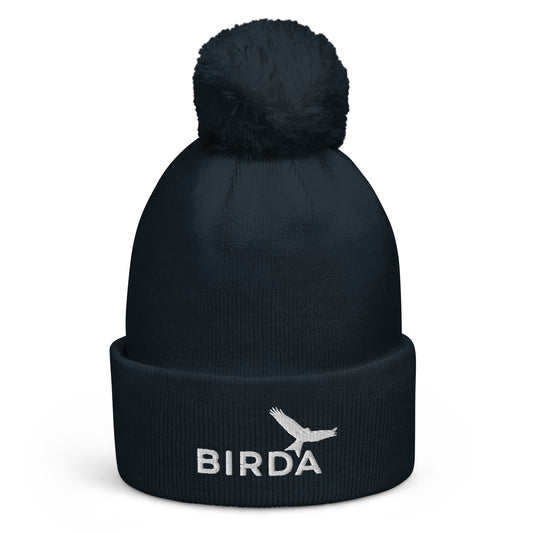 Birda Bird Cuffed Pom-Pom beanie in navy