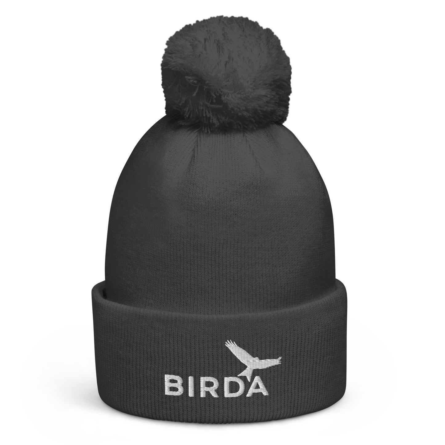 Birda Bird Cuffed Pom-Pom beanie in grey