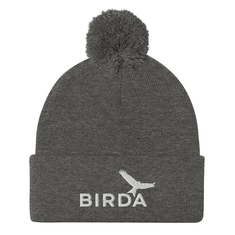 Bird Pom-pom beanie in grey