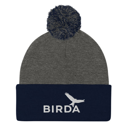 Bird Pom-pom beanie in heather grey