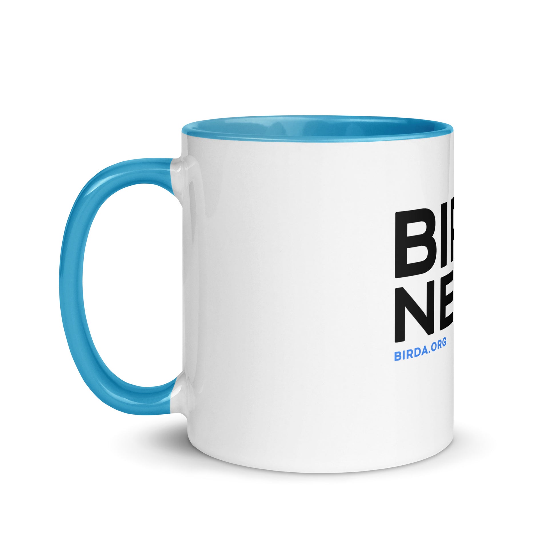 bird nerd mug in blue side angle