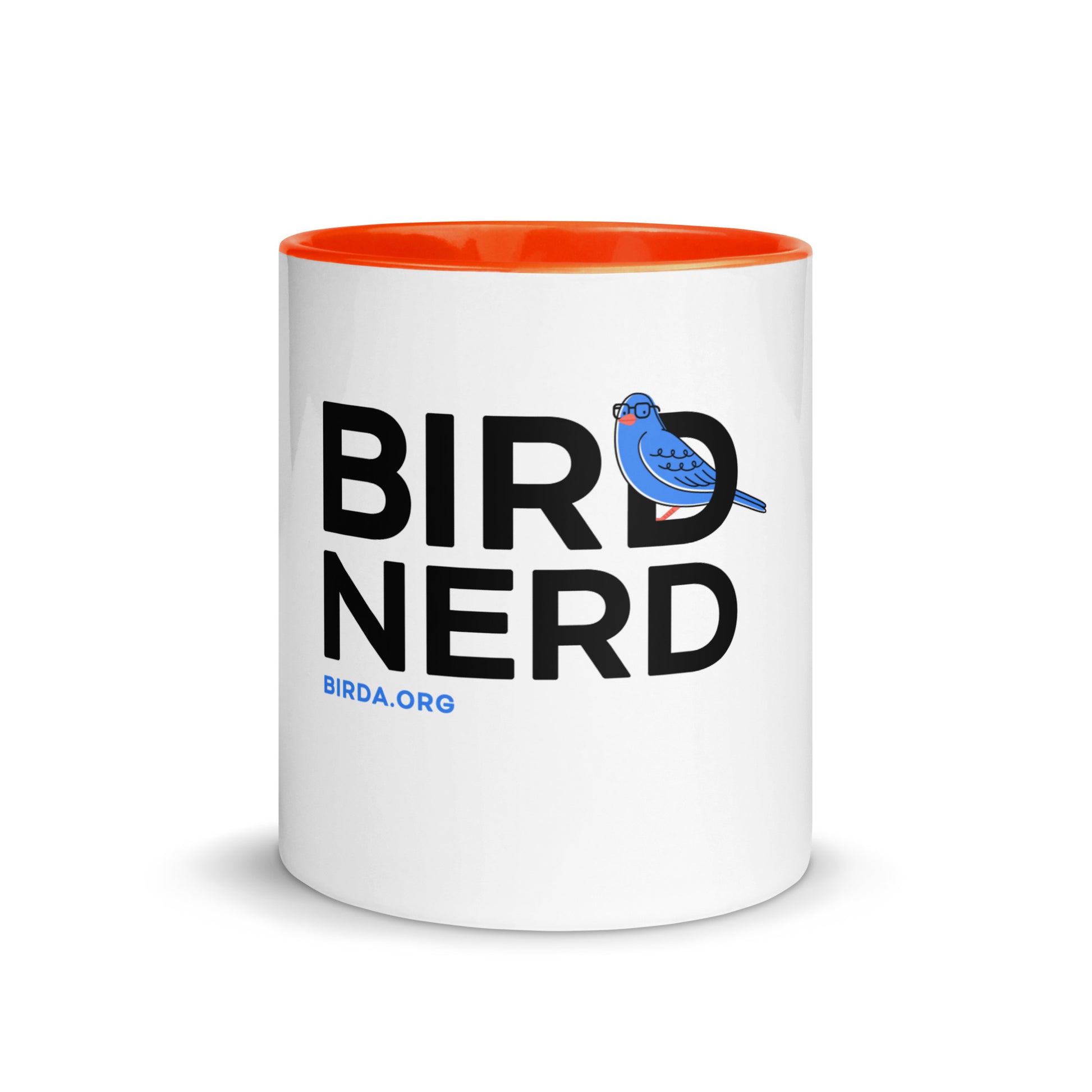 bird nerd mug in orange front